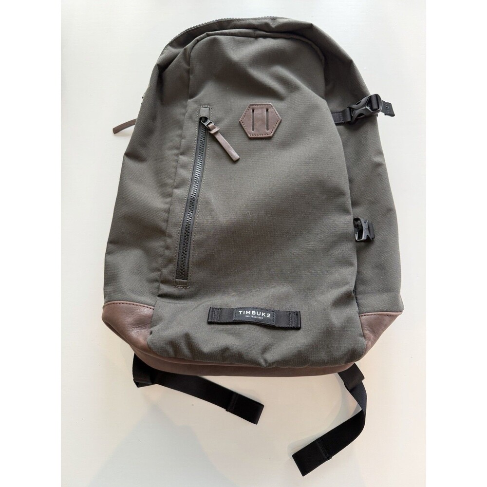 Timbuk2 Contender Pack Laptop Backpack Scout Olive Green Leather Bag 1041-3